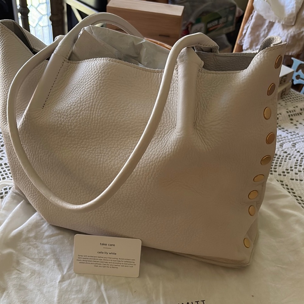 Hammitt White Leather Tote with Gold Accents